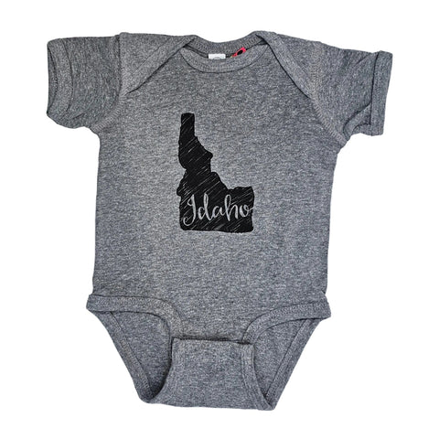 Idaho Sketch Onesie, eco-friendly waterbased inks