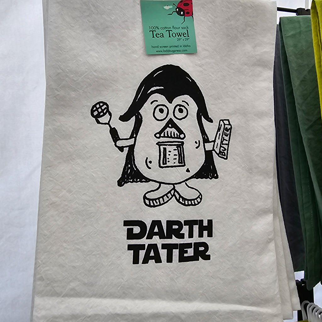 Darth Tater Tea Towel, Screen Printed flour sack towel