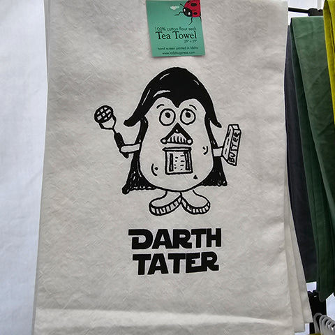 Darth Tater Tea Towel, Screen Printed flour sack towel