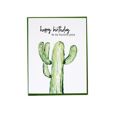 Happy birthday to my favorite prick, cactus card, letterpress printed eco friendly