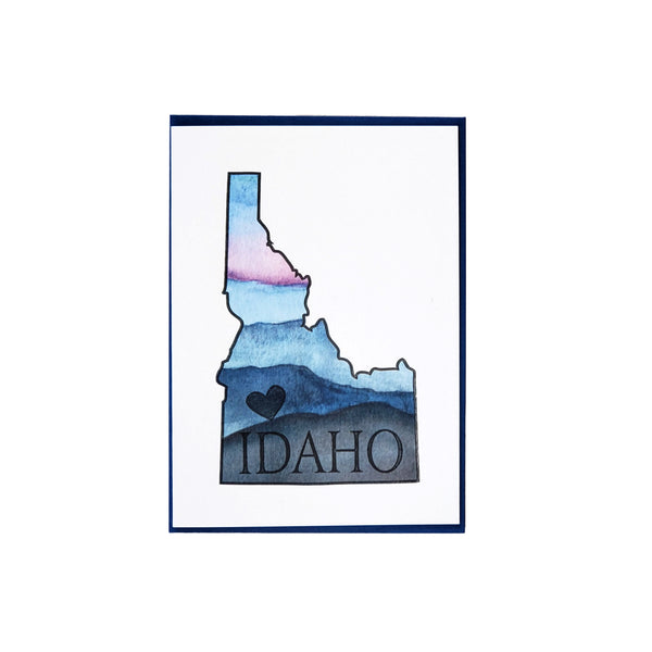 Idaho Heart Card, watercolor letterpress printed eco friendly