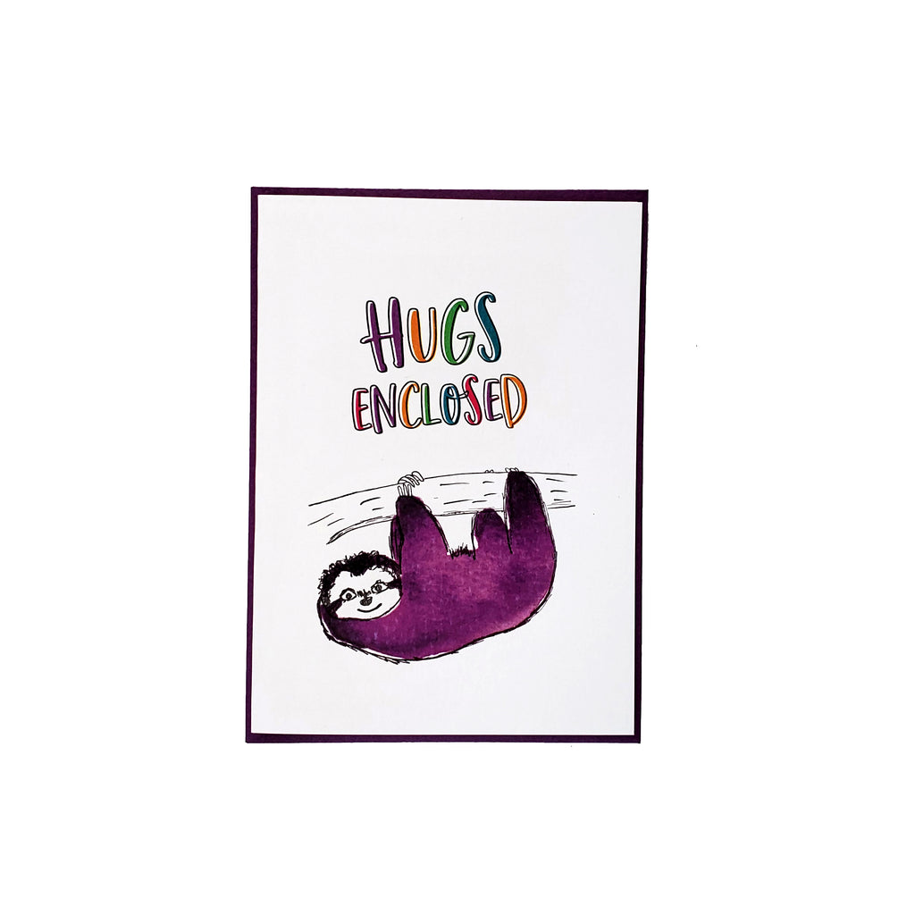 Hugs enclosed sloth card, letterpress printed eco friendly Ladybug Press Hugs enclosed sloth card, letterpress printed eco friendly Ladybug Press