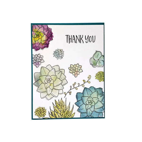 Thank you succulent card, letterpress printed card. Eco friendly