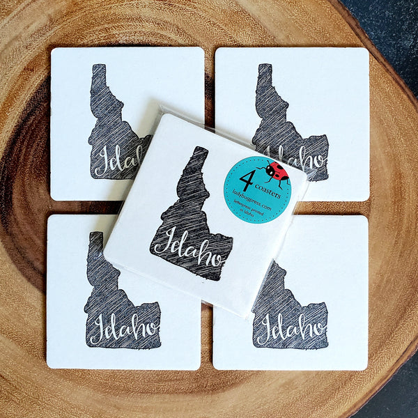Idaho Sketch Coasters,  (Letterpress printed, 3.5 inches) set of 4, perfect gift
