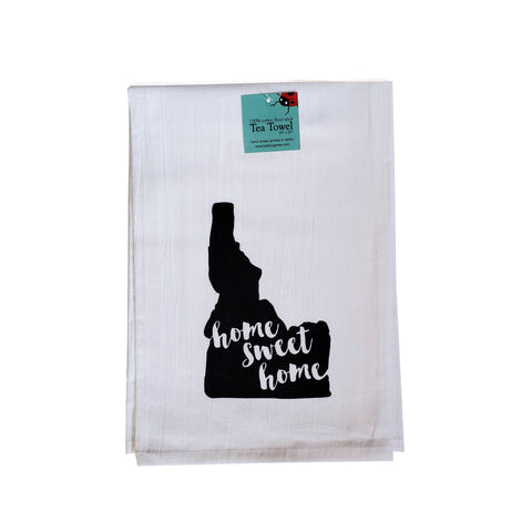 home sweet home Idaho Tea Towel, Hand drawn and Screen Printed flour sack towel