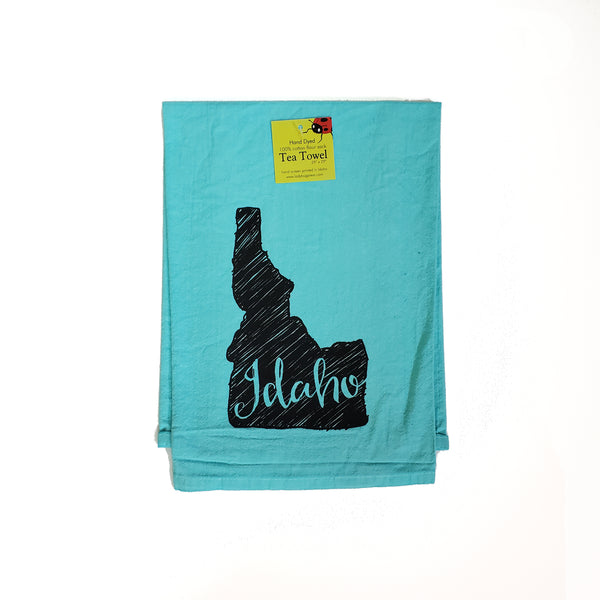 Dyed Idaho Sketch Tea Towel, Hand drawn and Screen Printed flour sack towel