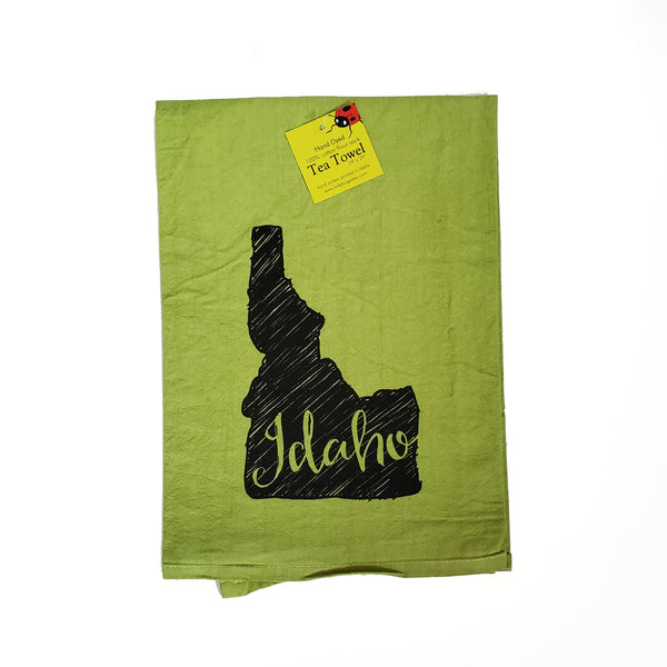 Dyed Idaho Sketch Tea Towel, Hand drawn and Screen Printed flour sack towel