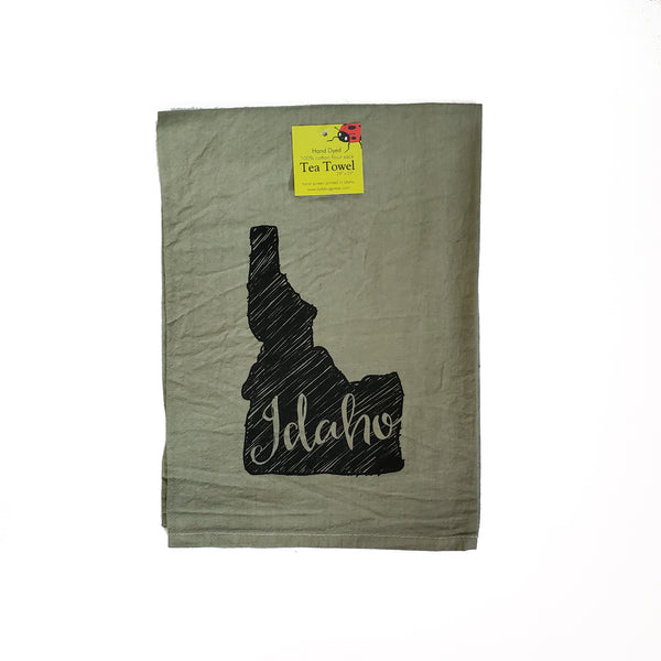 Dyed Idaho Sketch Tea Towel, Hand drawn and Screen Printed flour sack towel