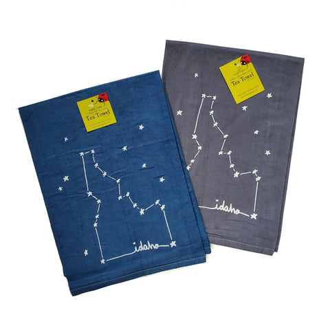 Dyed Idaho Constellation Tea Towel, Screen Printed floursack