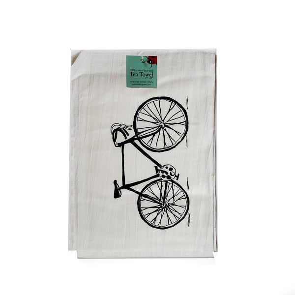 Bike Tea Towel, Screen Printed flour sack towel