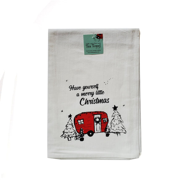 Merry Little Christmas Tea Towel, flour sack towel