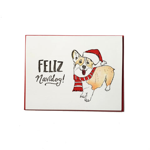 Feliz Navidog Card, letterpress printed eco friendly