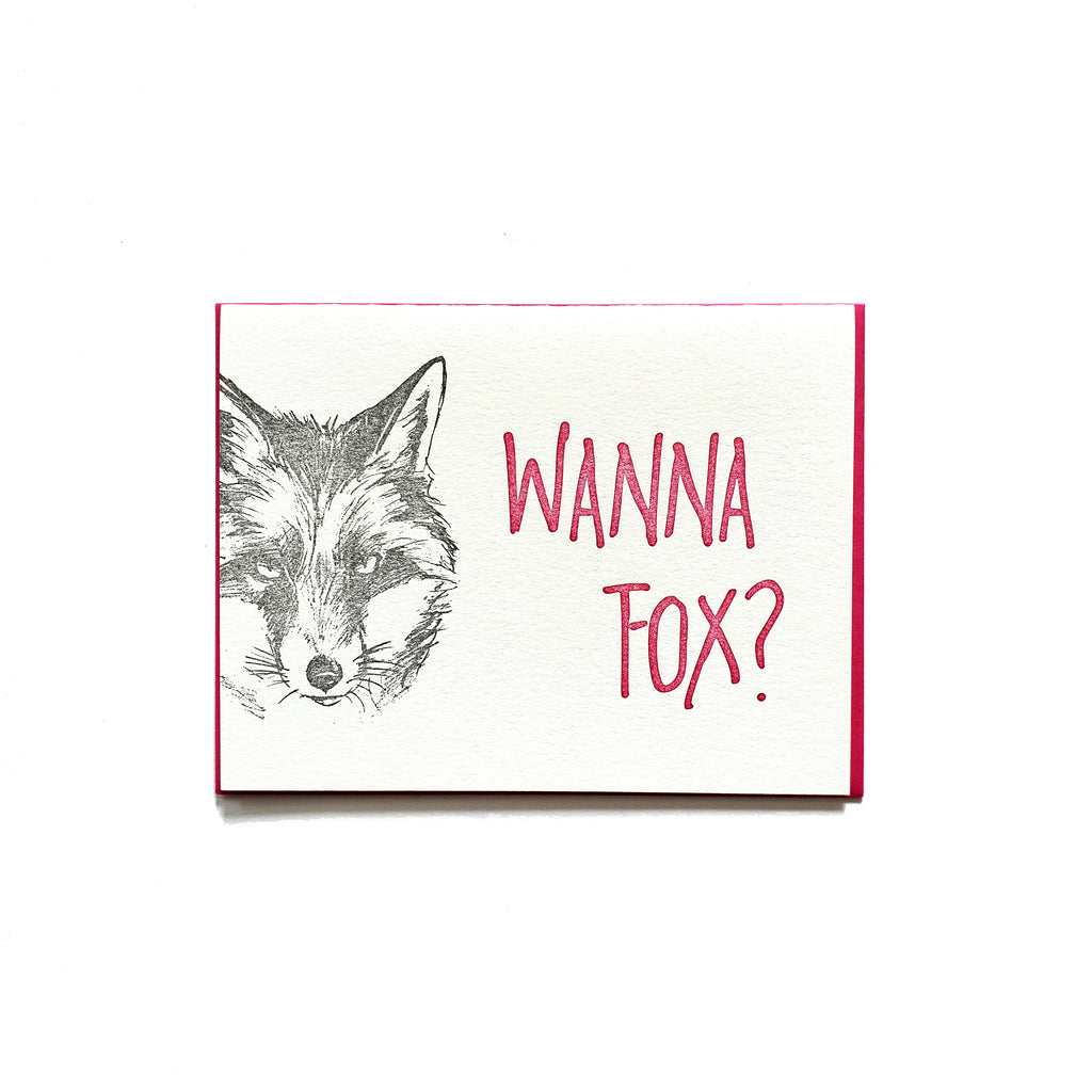 Wanna Fox, letterpress printed card. Eco friendly
