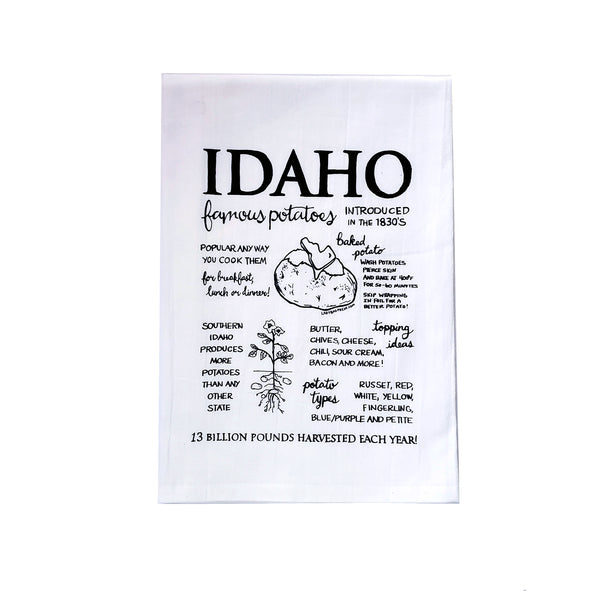 Idaho Famous Potatoes Tea Towel, Hand drawn and Screen Printed flour sack towel