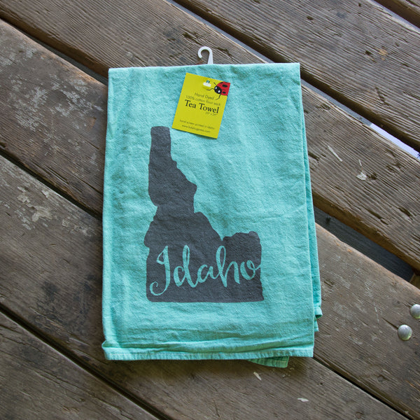 Dyed Idaho Tea Towel, Screen Printed flour sack towel