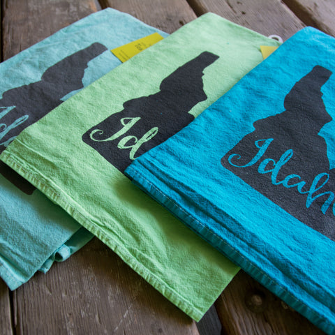 Dyed Idaho Tea Towel, Screen Printed flour sack towel