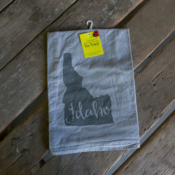 Dyed Idaho Tea Towel, Screen Printed flour sack towel