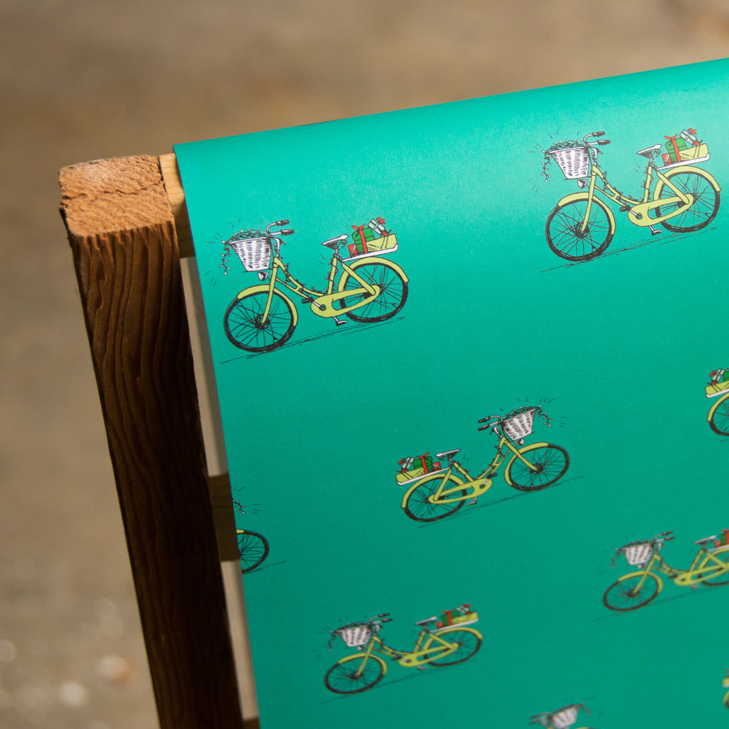 Cycling Bike Yellow Wrapping Paper 