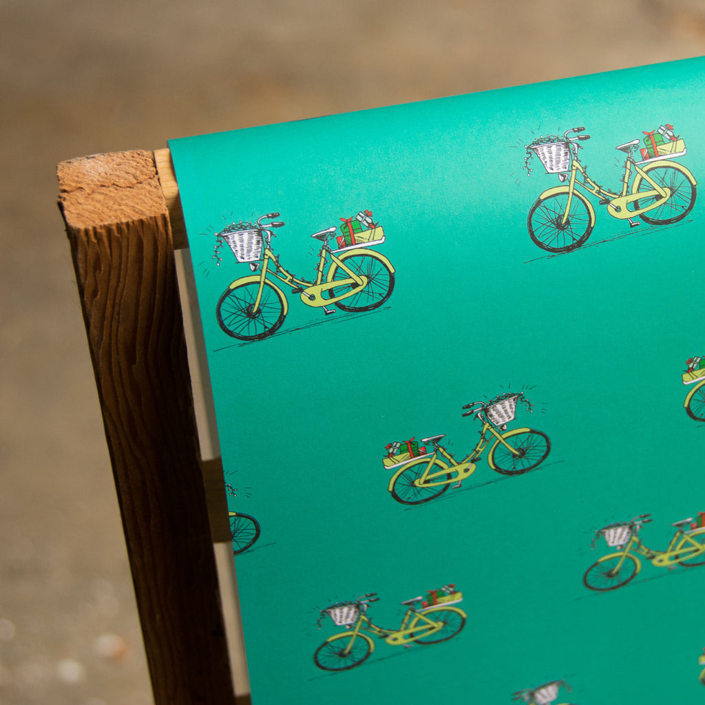 Holiday Bike Wrapping paper, 20x29 inches