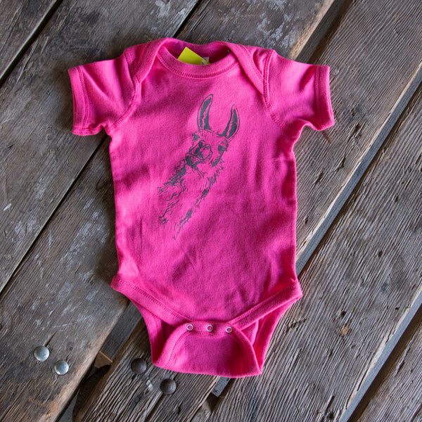 Llama onesie, eco-friendly waterbased inks