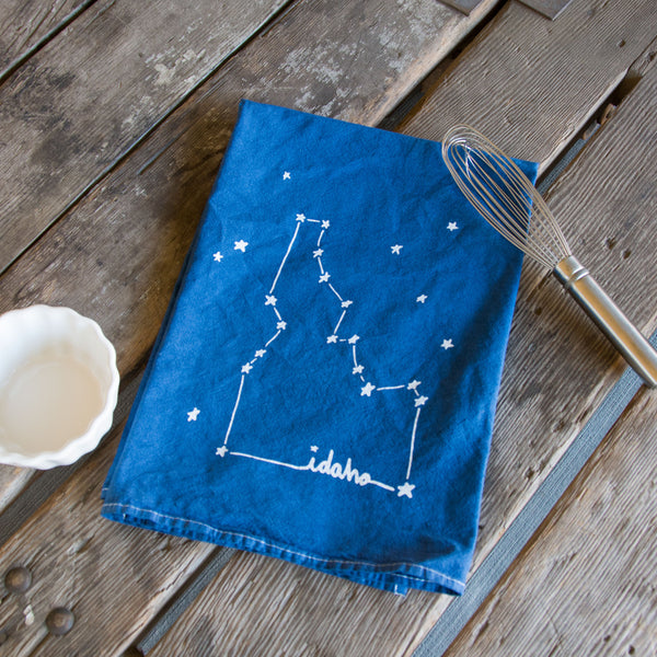 Dyed Idaho Constellation Tea Towel, Screen Printed floursack