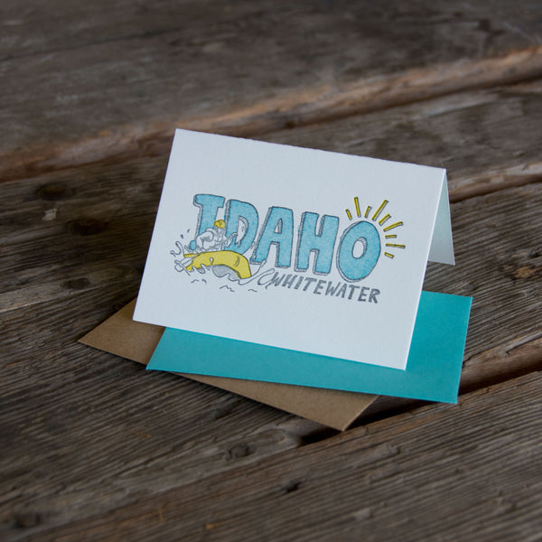 Idaho whitewater, letterpress printed, eco-friendly