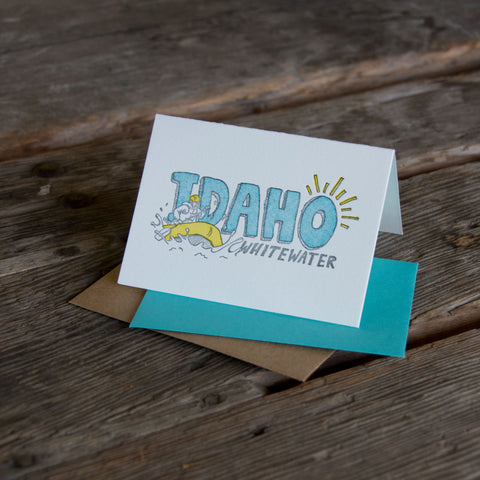 Idaho whitewater, letterpress printed, eco-friendly