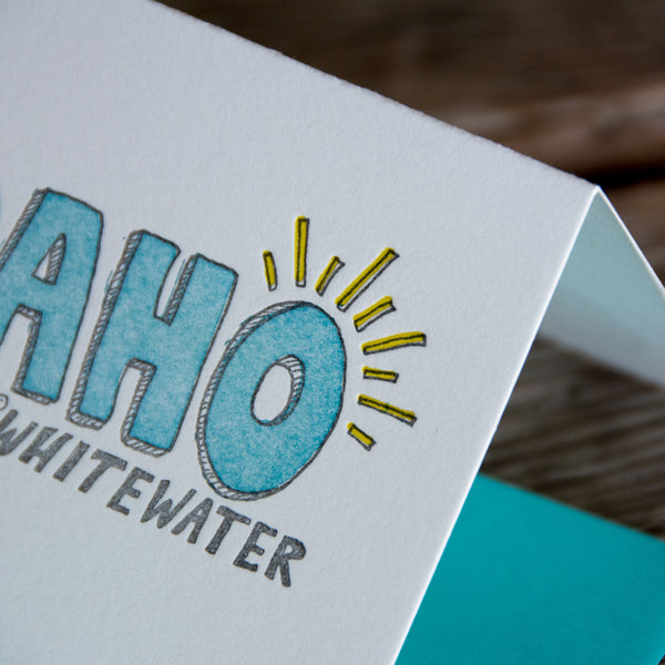 Idaho whitewater, letterpress printed, eco-friendly