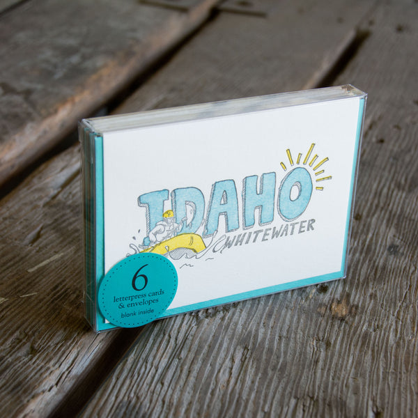 Idaho whitewater, letterpress printed, eco-friendly