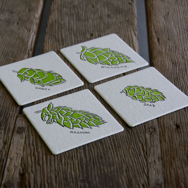 Hops Coasters, set of 4 perfect gift for beer lover and brewer