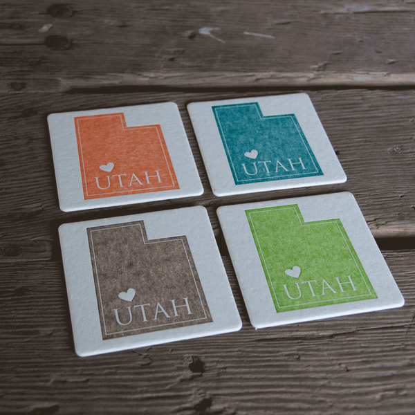 Custom State Notebooks, Coasters and Greeting cards, letterpress printed