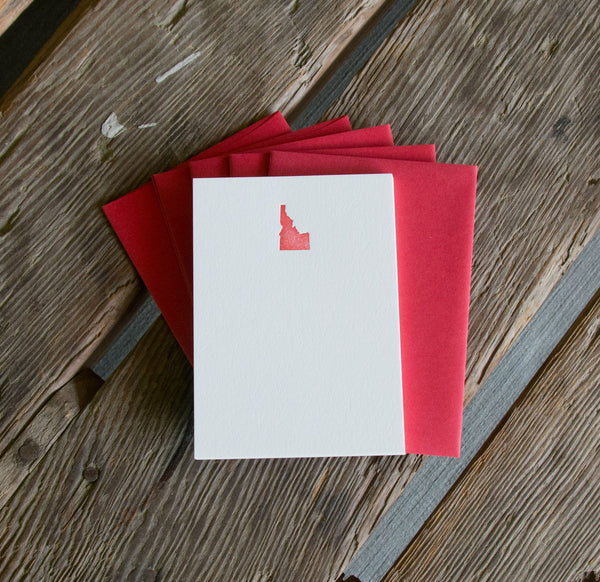 Idaho Note Cards 10 pack, letterpress printed eco friendly