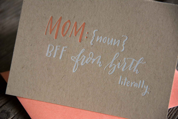 MOM definition, letterpress printed card. Eco friendly