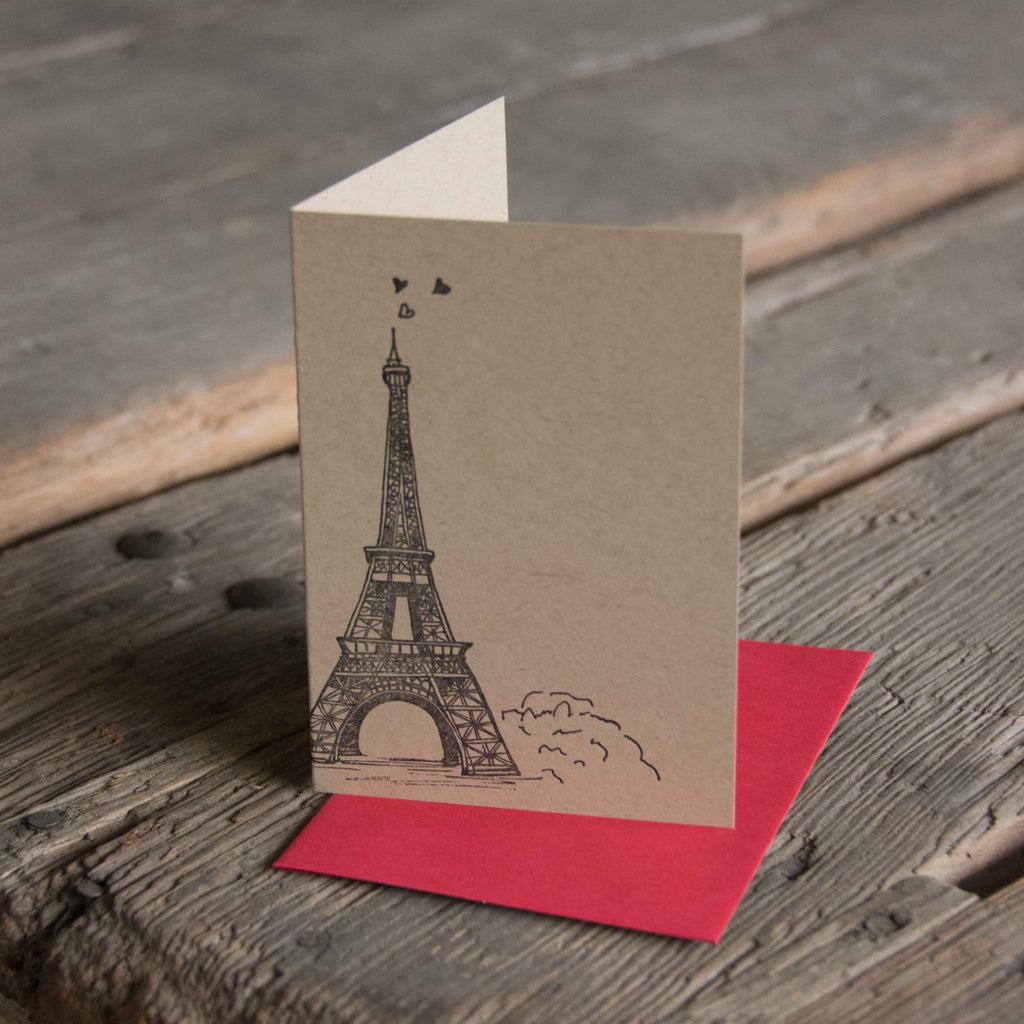 Eiffel Tower Paris, no words letterpress printed eco friendly
