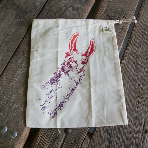 Llama Produce Bag, screen printed medium bulk and produce bag