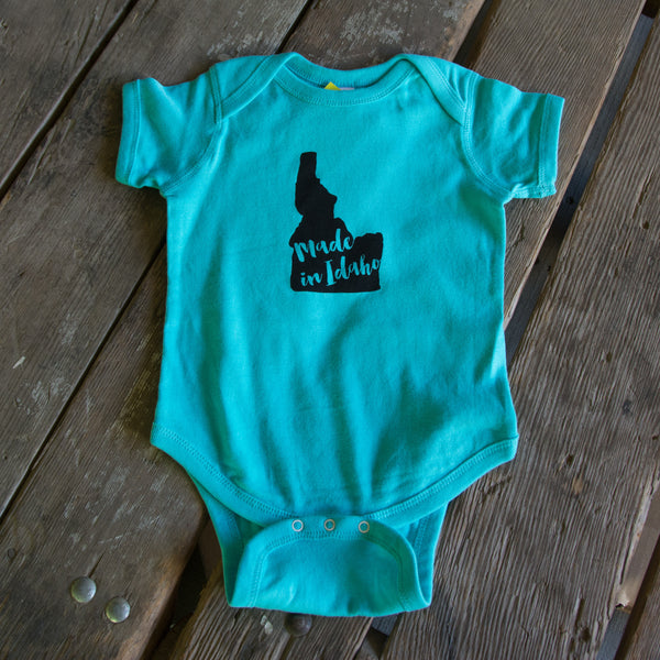 Made in Idaho Onesie, eco-friendly waterbased inks