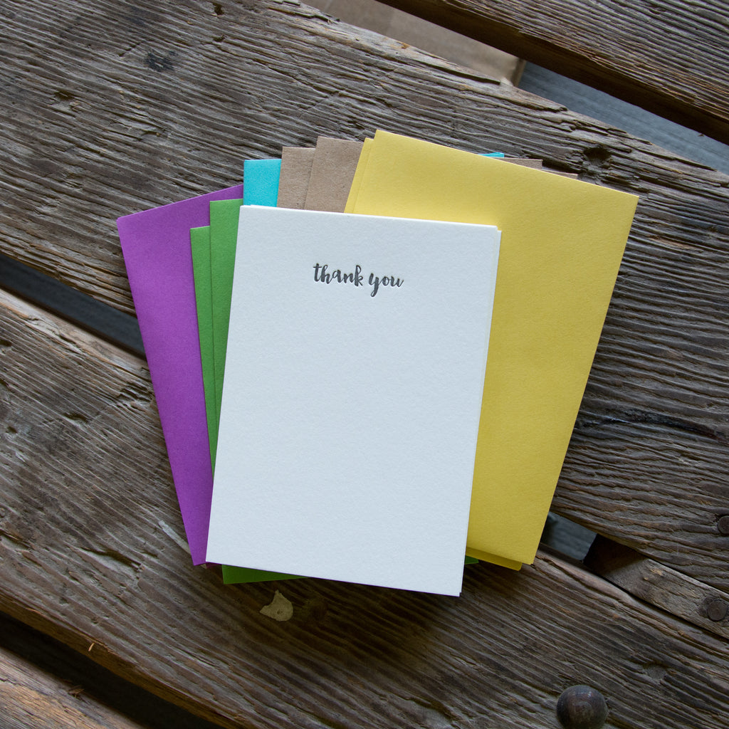 Thank you Stationery Set, 10 pack, letterpress printed eco friendly.