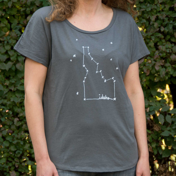 Women's Idaho Constellation T-shirt, screen printed with eco-friendly waterbased inks, adult sizes