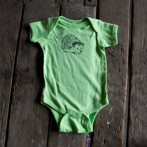 Hedgehog onesie, eco-friendly waterbased inks