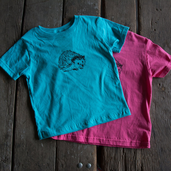 Hedgehog Kids Shirt, eco-friendly waterbased inks, toddler sizes