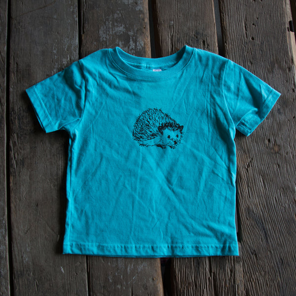 Hedgehog Kids Shirt, eco-friendly waterbased inks, toddler sizes