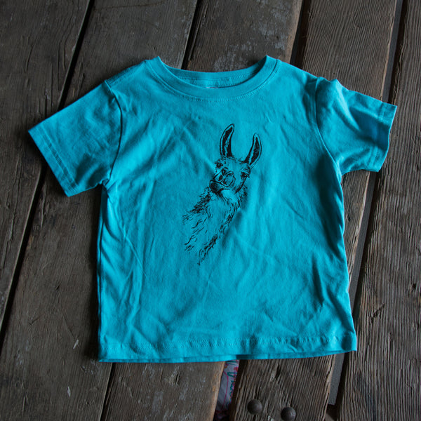 Llama Kids Shirt, eco-friendly waterbased inks, toddler sizes