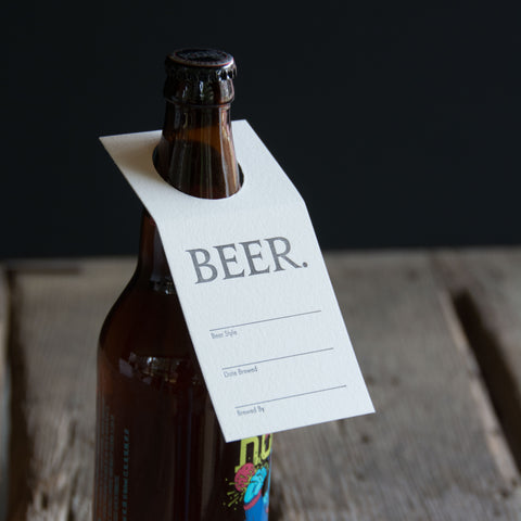 BEER tags, gift tags. Share the brew. Letterpress printed set of 6