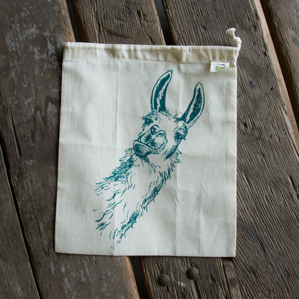Llama Produce Bag, screen printed medium bulk and produce bag