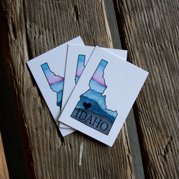 Idaho heart watercolor tags, 6 pack gift tags