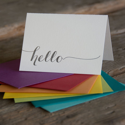 hello cards, letterpress printed card. Eco friendly