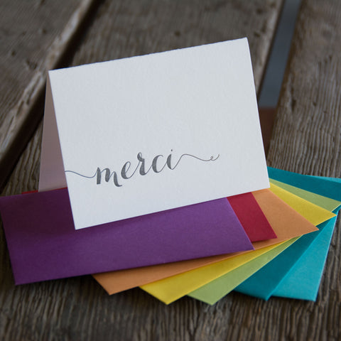 Merci letterpress cards, Eco friendly