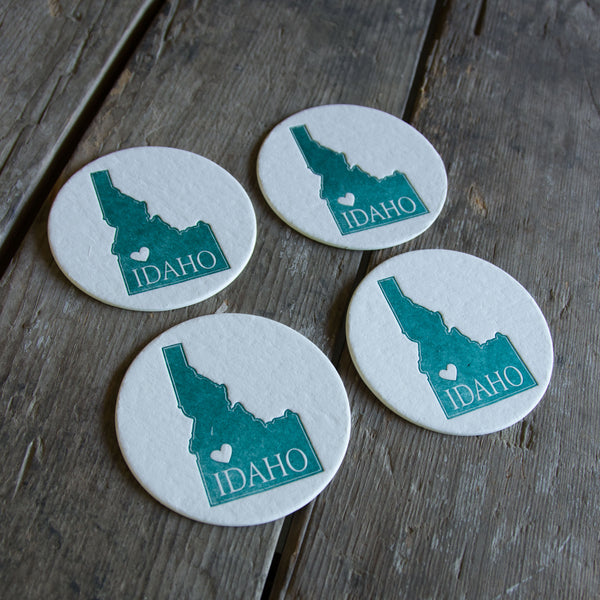 Idaho Heart Coasters, (Letterpress printed, 3.5 inches) set of 4