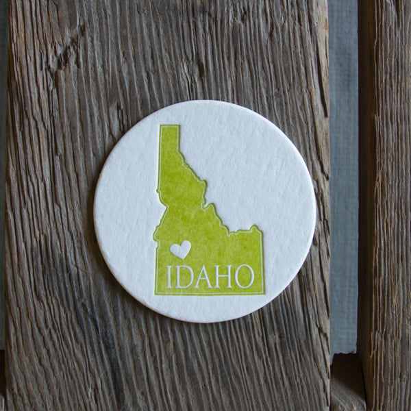 Idaho Heart Coasters, (Letterpress printed, 3.5 inches) set of 4