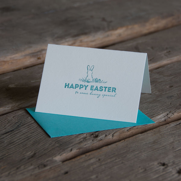 Happy Easter to some bunny special, letterpress printed card. Happy easter. Eco friendly